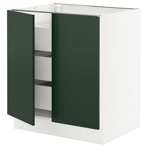 White cabinet with green doors, square shape, modern design.