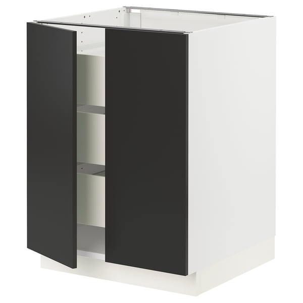 SEKTION / MAXIMERA Base cabinet w 2 doors/3 drawers, white/Nickebo matt anthracite, 24x24x30 "