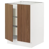 SEKTION / MAXIMERA Base cabinet w 2 doors/3 drawers, white/Tistorp brown walnut effect, 24x24x30 "