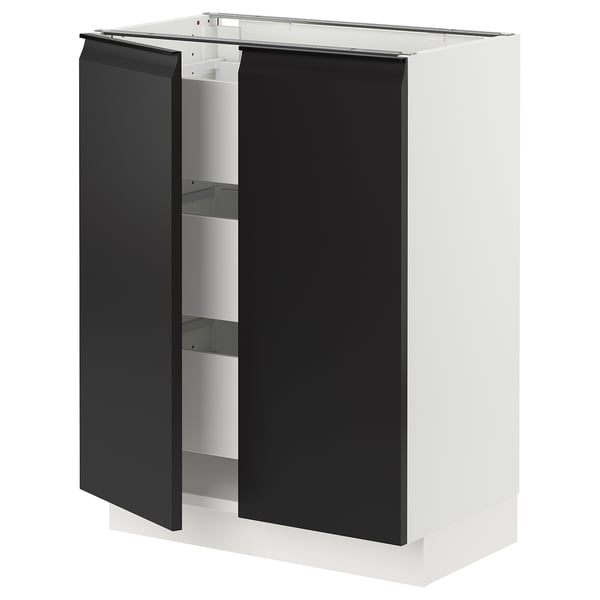 SEKTION / MAXIMERA Base cabinet w 2 doors/3 drawers, white/Upplöv matt anthracite, 24x15x30 "