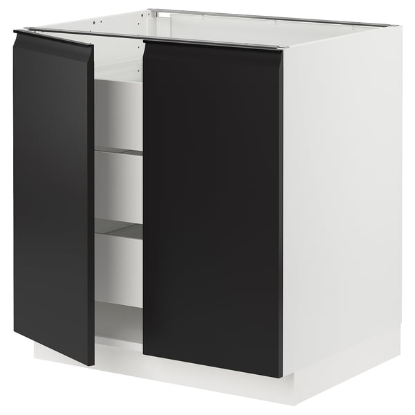 SEKTION / MAXIMERA Base cabinet w 2 doors/3 drawers, white/Upplöv matt anthracite, 30x24x30 "