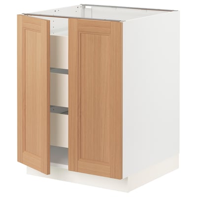 SEKTION / MAXIMERA Base cabinet w 2 doors/3 drawers, white/Vedhamn oak, 24x24x30 "
