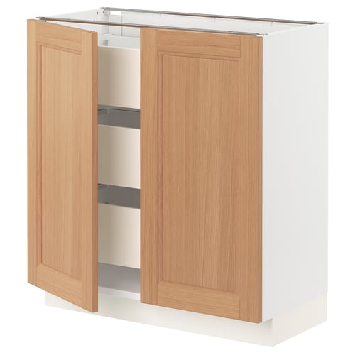 SEKTION kitchen cabinet, white, oak doors, rectangular, modern design.