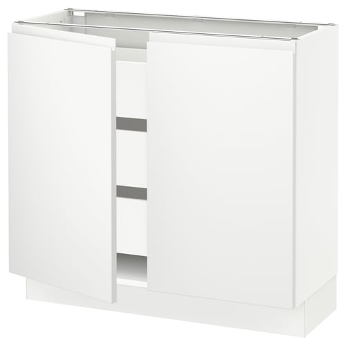 Modern white kitchen cabinet with sleek, minimalist design. A stylish integrated handle and sturdy build.