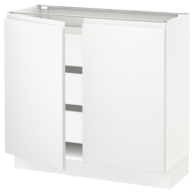 SEKTION / MAXIMERA Base cabinet w 2 doors/3 drawers, white/Voxtorp matt white, 36x15x30 "