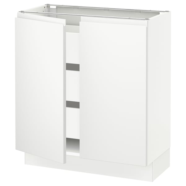 SEKTION / MAXIMERA Base cabinet w 2 doors/3 drawers, white/Voxtorp matt white, 30x15x30 "