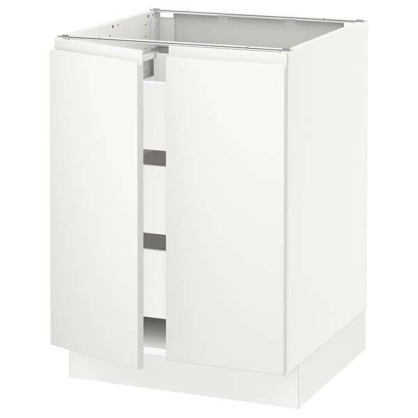 SEKTION / MAXIMERA Base cabinet w 2 doors/3 drawers, white/Voxtorp matt white, 24x24x30 "