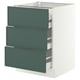 SEKTION / MAXIMERA Base cabinet w 3 fronts/4 drawers, white/Aspudden dark gray-green, 24x24x30 "