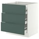 SEKTION / MAXIMERA Base cabinet w 3 fronts/4 drawers, white/Aspudden dark gray-green, 30x24x30 "
