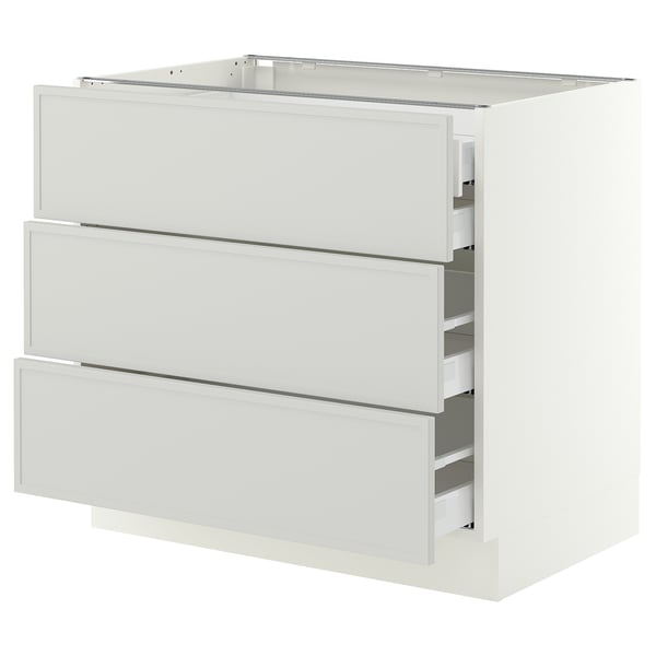 SEKTION / MAXIMERA Base cabinet w 3 fronts/4 drawers, white/Aspudden light gray, 36x24x30 "