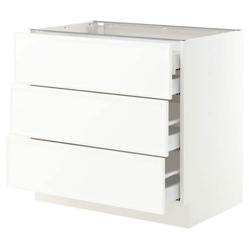 SEKTION / MAXIMERA Base cabinet w 3 fronts/4 drawers, white/Aspudden matt white, 36x24x30 "