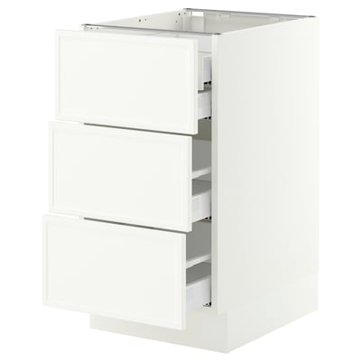 SEKTION / MAXIMERA Base cabinet w 3 fronts/4 drawers, white/Aspudden matt white, 18x24x30 "