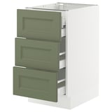 SEKTION / MAXIMERA Base cabinet w 3 fronts/4 drawers, white/Axstad gray-green, 18x24x30 "
