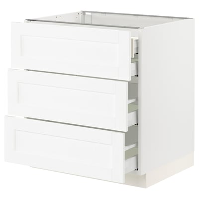 SEKTION / MAXIMERA Base cabinet w 3 fronts/4 drawers, white Enköping/white wood effect, 30x24x30 "
