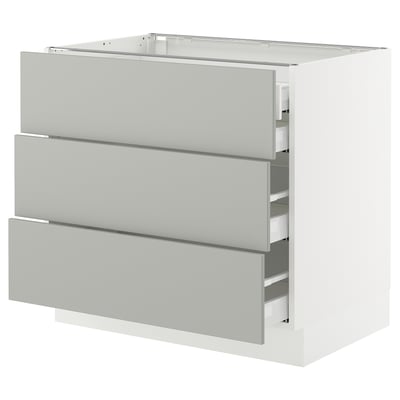 SEKTION / MAXIMERA Base cabinet w 3 fronts/4 drawers, white/Havstorp light gray, 36x24x30 "