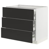 SEKTION / MAXIMERA Base cabinet w 3 fronts/4 drawers, white/Nickebo matt anthracite, 36x24x30 "