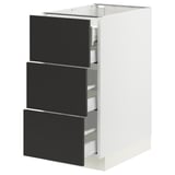 SEKTION / MAXIMERA Base cabinet w 3 fronts/4 drawers, white/Nickebo matt anthracite, 15x24x30 "