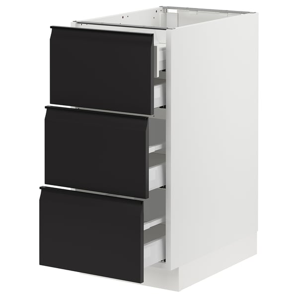 SEKTION / MAXIMERA Base cabinet w 3 fronts/4 drawers, white/Upplöv matt anthracite, 15x24x30 "
