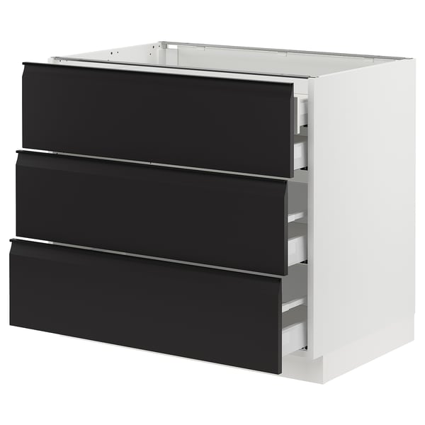 SEKTION / MAXIMERA Base cabinet w 3 fronts/4 drawers, white/Upplöv matt anthracite, 36x24x30 "
