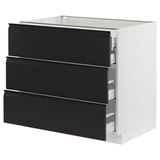 SEKTION / MAXIMERA Base cabinet w 3 fronts/4 drawers, white/Upplöv matt anthracite, 36x24x30 "