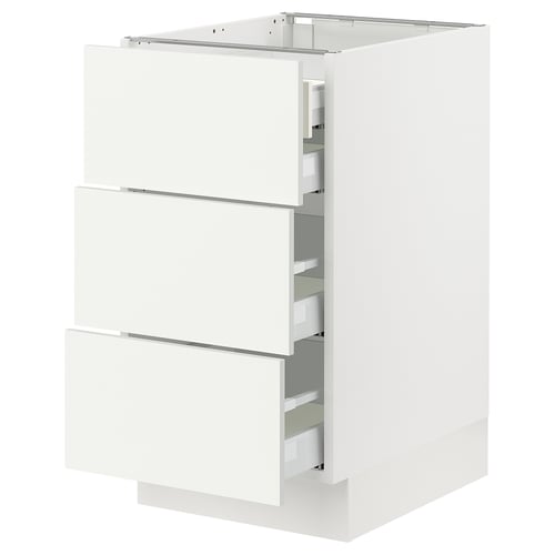 An ikea SEKTION white kitchen cabinet with three drawers. The is: ikea SEKTION white kitchen cabinet with three drawers.
