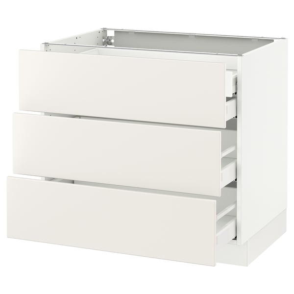 White SEKTION kitchen cabinet with smooth drawers.