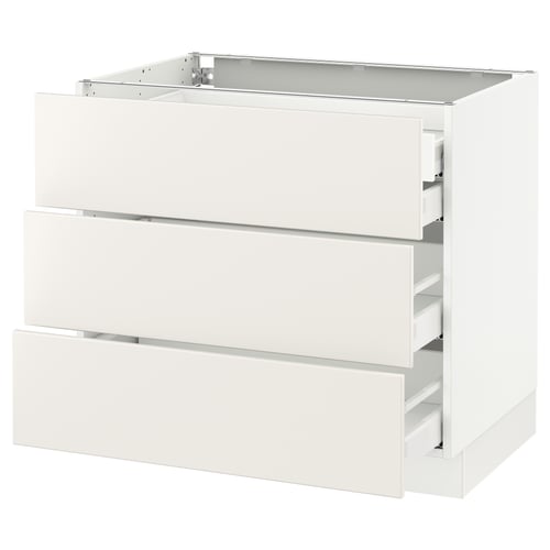 White SEKTION kitchen cabinet with smooth drawers.