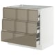 SEKTION / MAXIMERA Base cabinet w 3 fronts/4 drawers, white/Voxtorp high-gloss dark grey-brown, 36x24x30 "