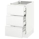 An ikea SEKTION white kitchen cabinet with three drawers. The design is sleek and modern with integrated handles.