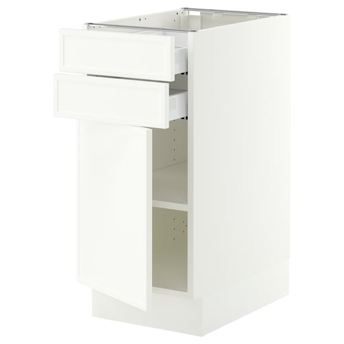 SEKTION / MAXIMERA Base cabinet w door/2 drawers, white/Aspudden matt white, 15x24x30 "