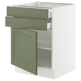 SEKTION / MAXIMERA Base cabinet w door/2 drawers, white/Axstad gray-green, 24x24x30 "