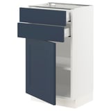 SEKTION / MAXIMERA Base cabinet w door/2 drawers, white Axstad/matte blue, 18x15x30 "