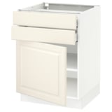 SEKTION / MAXIMERA Base cabinet w door/2 drawers, white/Bodbyn off-white, 24x24x30 "