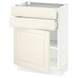 SEKTION / MAXIMERA Base cabinet w door/2 drawers, white/Bodbyn off-white, 24x15x30 "