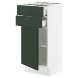 SEKTION / MAXIMERA Base cabinet w door/2 drawers, white/Havstorp deep green, 15x15x30 "