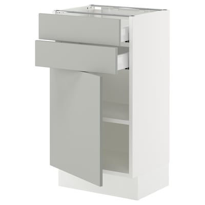 SEKTION / MAXIMERA Base cabinet w door/2 drawers, white/Havstorp light gray, 18x15x30 "