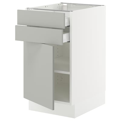 SEKTION / MAXIMERA Base cabinet w door/2 drawers, white/Havstorp light gray, 18x24x30 "