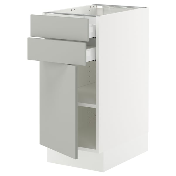 SEKTION / MAXIMERA Base cabinet w door/2 drawers, white/Havstorp light gray, 15x24x30 "