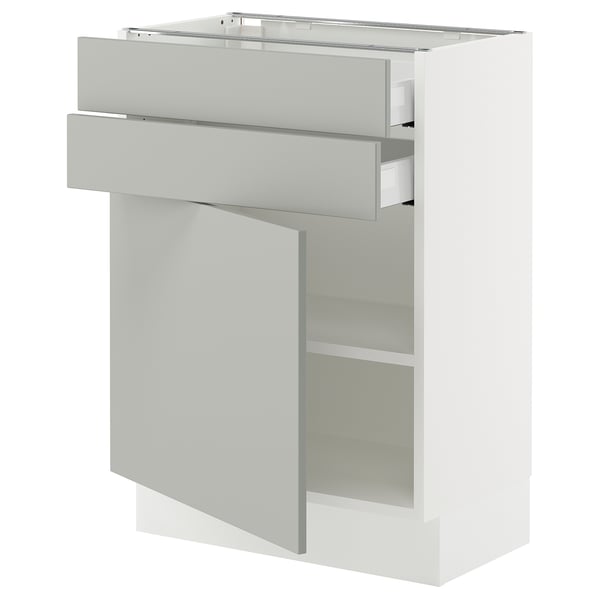 SEKTION / MAXIMERA Base cabinet w door/2 drawers, white/Havstorp light gray, 24x15x30 "
