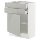SEKTION / MAXIMERA Base cabinet w door/2 drawers, white/Havstorp light gray, 24x15x30 "