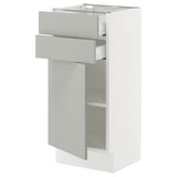 SEKTION / MAXIMERA Base cabinet w door/2 drawers, white/Havstorp light gray, 15x15x30 "