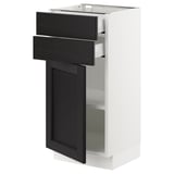 SEKTION / MAXIMERA Base cabinet w door/2 drawers, white/Lerhyttan black stained, 15x15x30 "