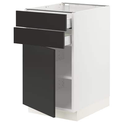 SEKTION / MAXIMERA Base cabinet w door/2 drawers, white/Nickebo matt anthracite, 18x24x30 "