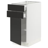 SEKTION / MAXIMERA Base cabinet w door/2 drawers, white/Nickebo matt anthracite, 15x24x30 "