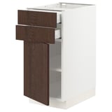 SEKTION / MAXIMERA Base cabinet w door/2 drawers, white/Sinarp brown, 15x24x30 "