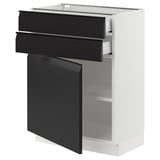 SEKTION / MAXIMERA Base cabinet w door/2 drawers, white/Upplöv matt anthracite, 24x15x30 "