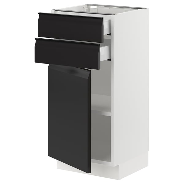 SEKTION / MAXIMERA Base cabinet w door/2 drawers, white/Upplöv matt anthracite, 15x15x30 "