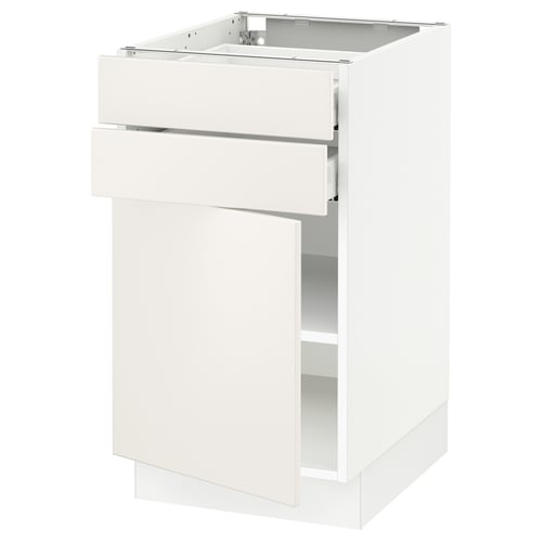 White SEKTION kitchen cabinet; modern, sleek design with drawers, smooth surfaces.