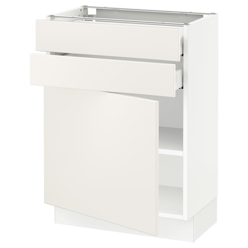 SEKTION white kitchen cabinet, modern design, smooth drawers, and adjustable shelves.