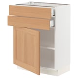 SEKTION / MAXIMERA Base cabinet w door/2 drawers, white/Vedhamn oak, 24x15x30 "